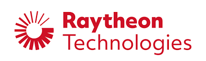 Raytheon Technologies logo in red font color